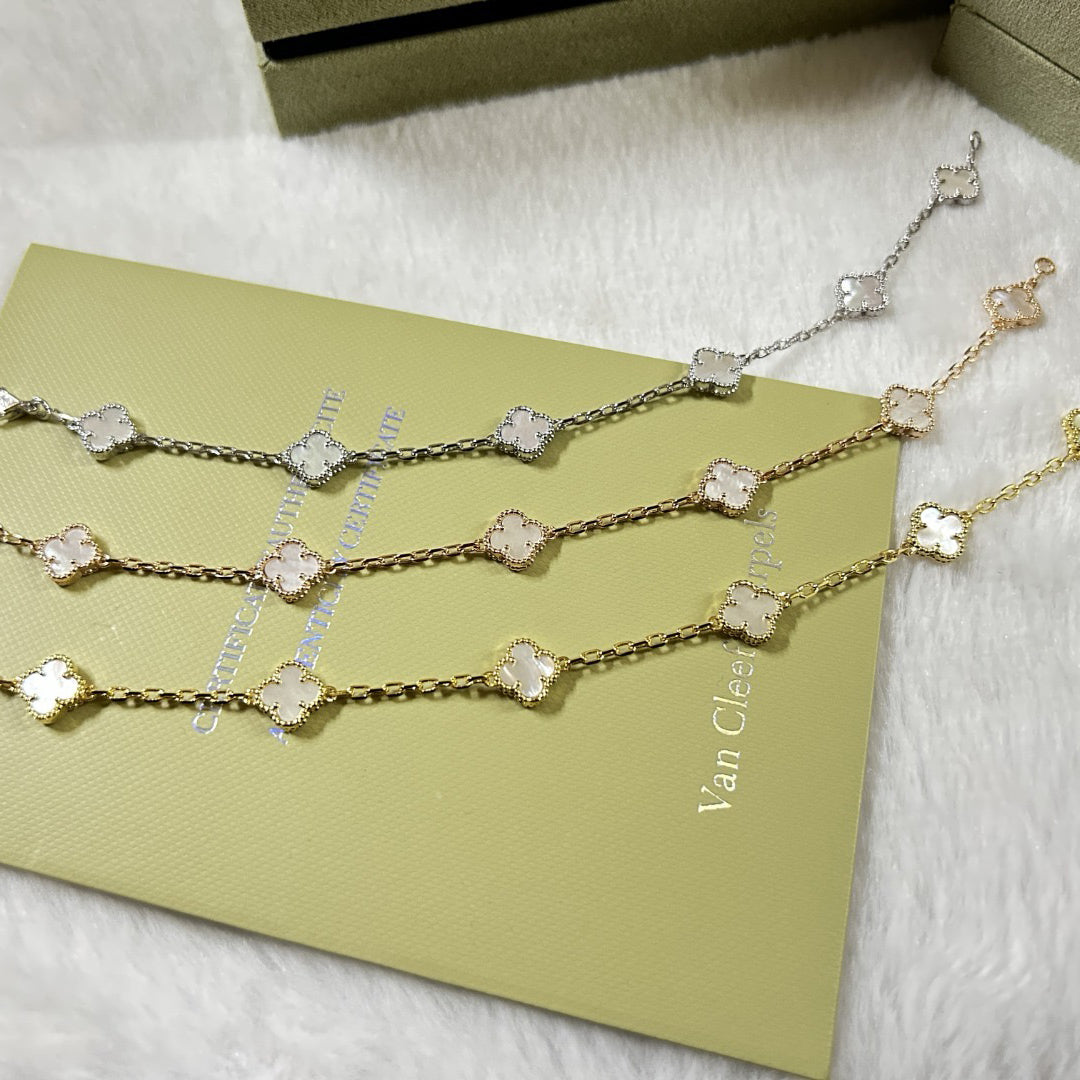 [sparkle Jewelry ]CLOVER 6 MOTIF WHITE MOP BRACELET