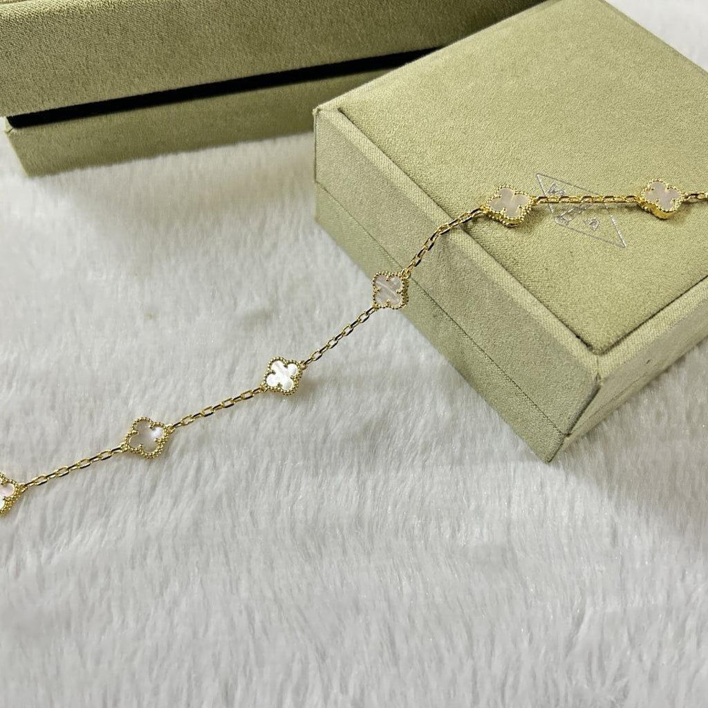 [sparkle Jewelry ]CLOVER 6 MOTIF WHITE MOP BRACELET