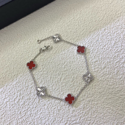 [sparkle Jewelry ]CLOVER 6 MOTIF RED AGATE LASER BRACELET