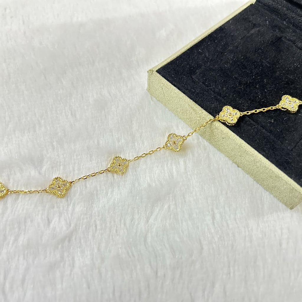 [sparkle Jewelry ]CLOVER 6 MOTIF DIAMOND BRACELET