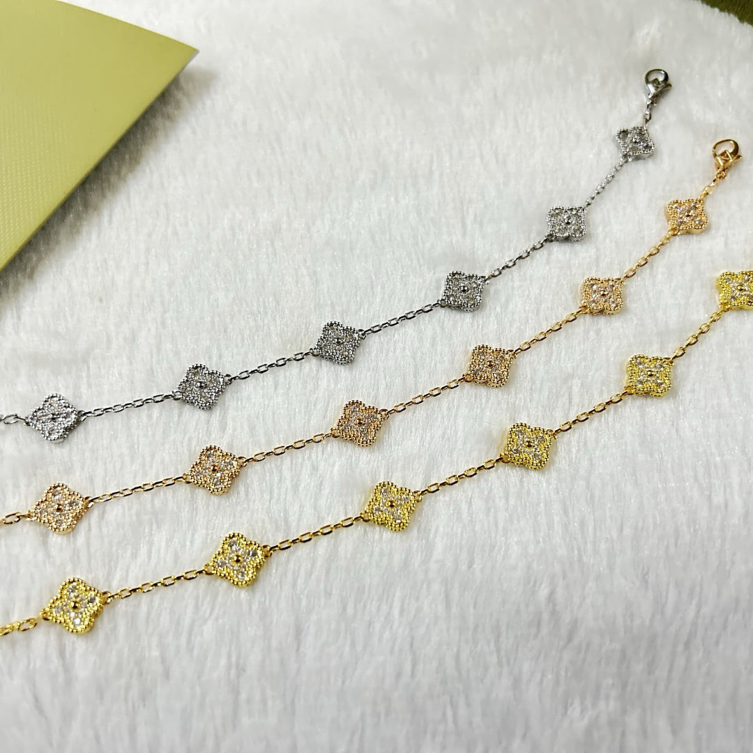 [sparkle Jewelry ]CLOVER 6 MOTIF DIAMOND BRACELET