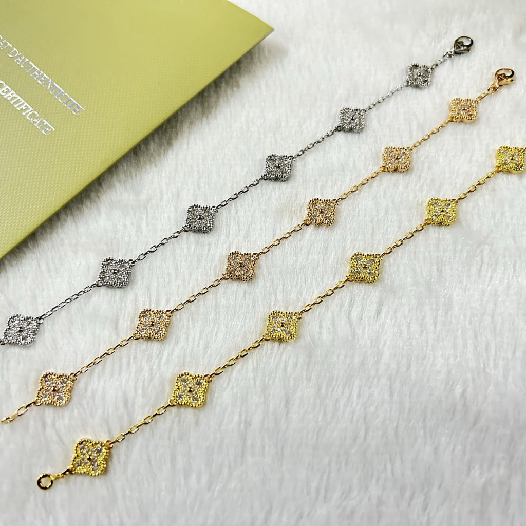 [sparkle Jewelry ]CLOVER 6 MOTIF DIAMOND BRACELET