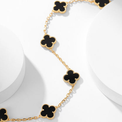 [sparkle Jewelry ]CLOVER 10 MOTIFS ONYX NECKLACE