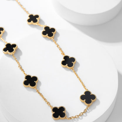 [sparkle Jewelry ]CLOVER 10 MOTIFS ONYX NECKLACE
