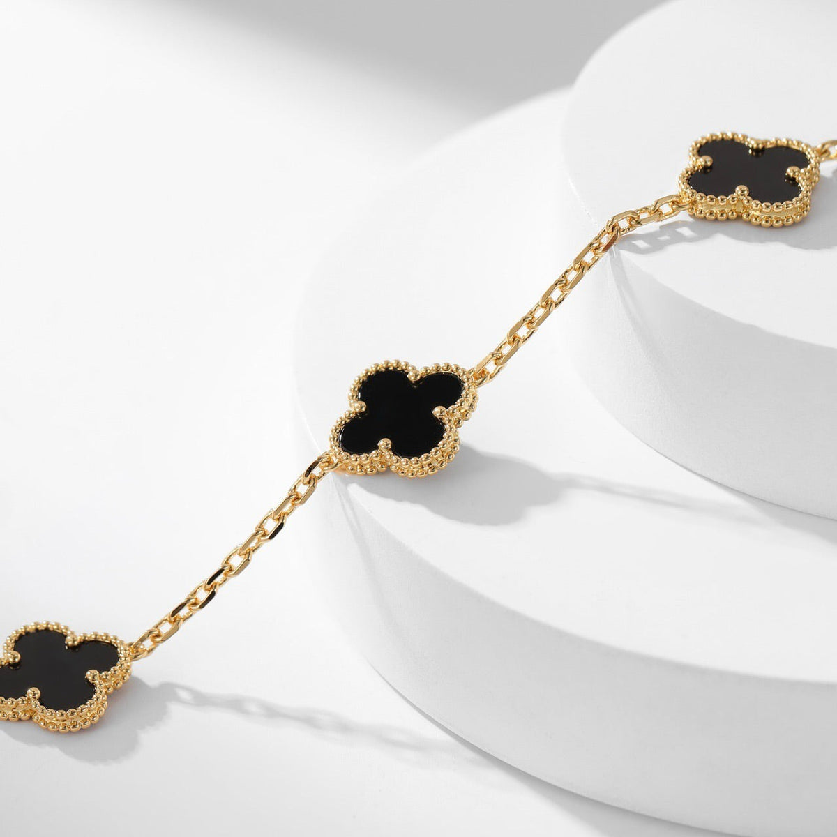 [sparkle Jewelry ]CLOVER 10 MOTIFS ONYX NECKLACE