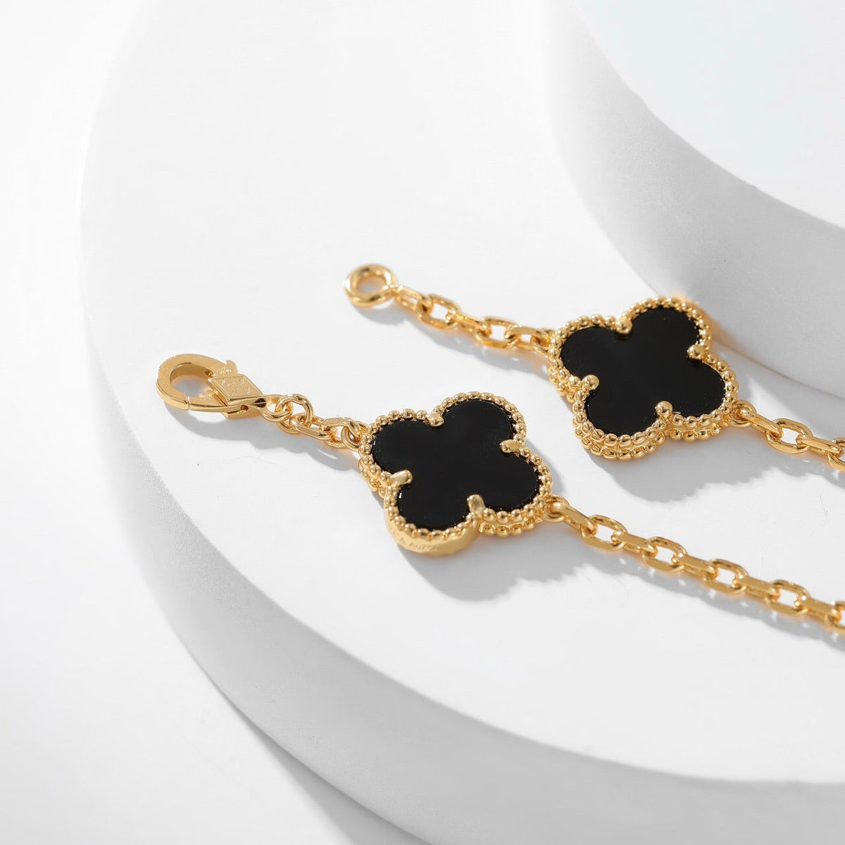 [sparkle Jewelry ]CLOVER 10 MOTIFS ONYX NECKLACE