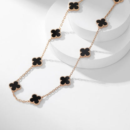 [sparkle Jewelry ]CLOVER 10 MOTIFS ONYX NECKLACE