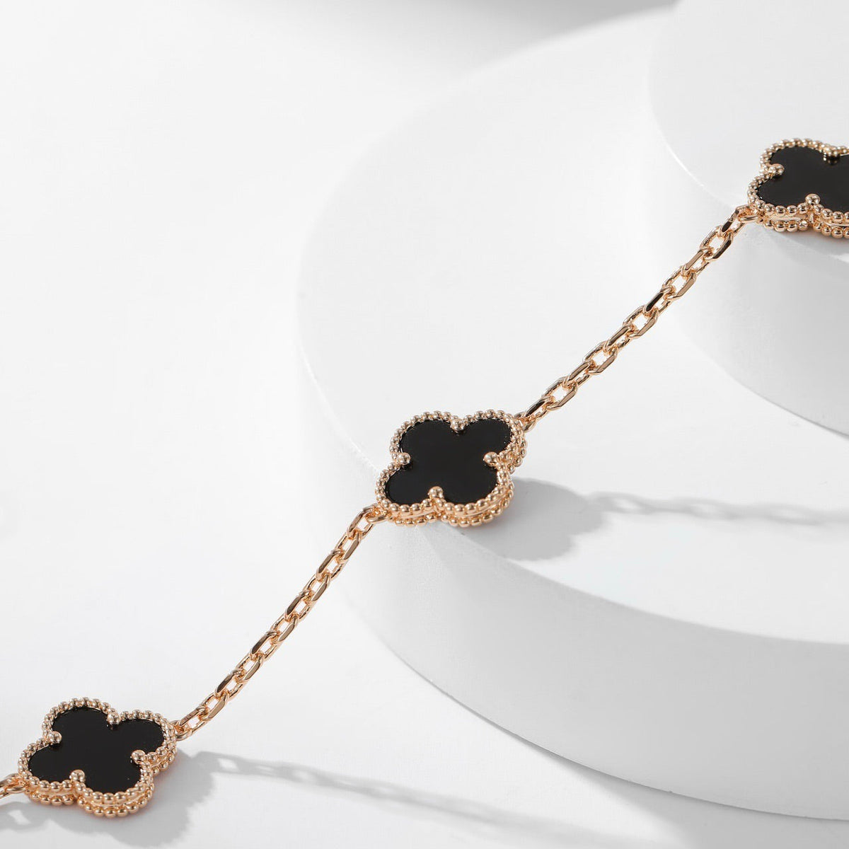 [sparkle Jewelry ]CLOVER 10 MOTIFS ONYX NECKLACE