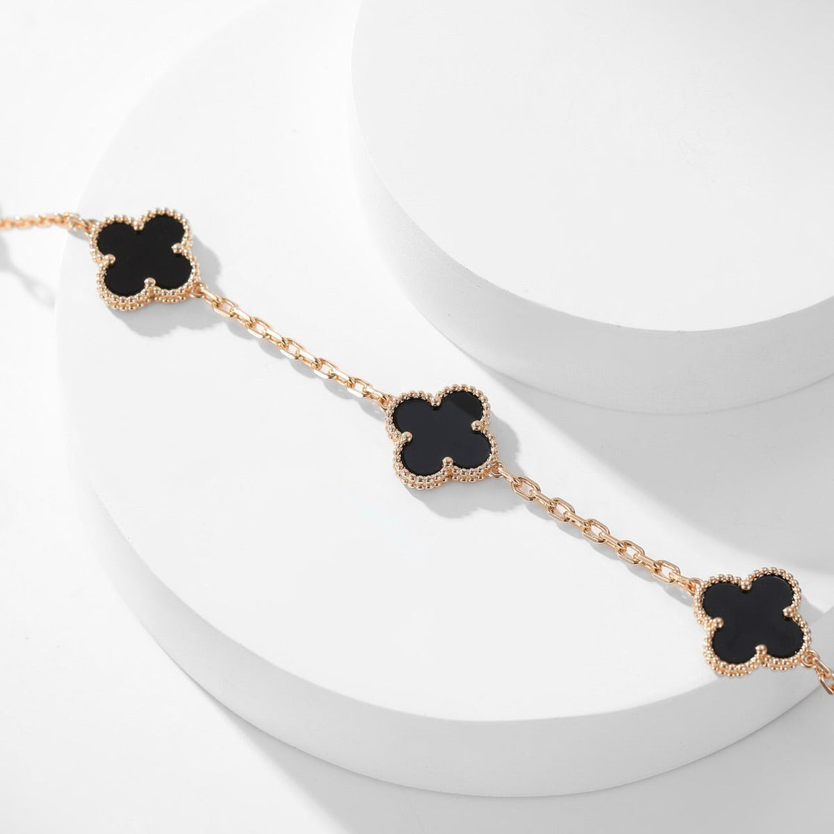 [sparkle Jewelry ]CLOVER 10 MOTIFS ONYX NECKLACE