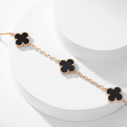 [sparkle Jewelry ]CLOVER 10 MOTIFS ONYX NECKLACE