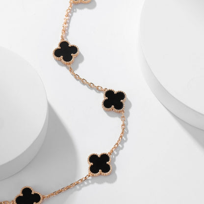 [sparkle Jewelry ]CLOVER 10 MOTIFS ONYX NECKLACE