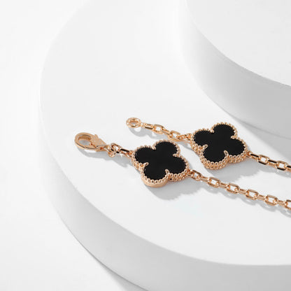 [sparkle Jewelry ]CLOVER 10 MOTIFS ONYX NECKLACE