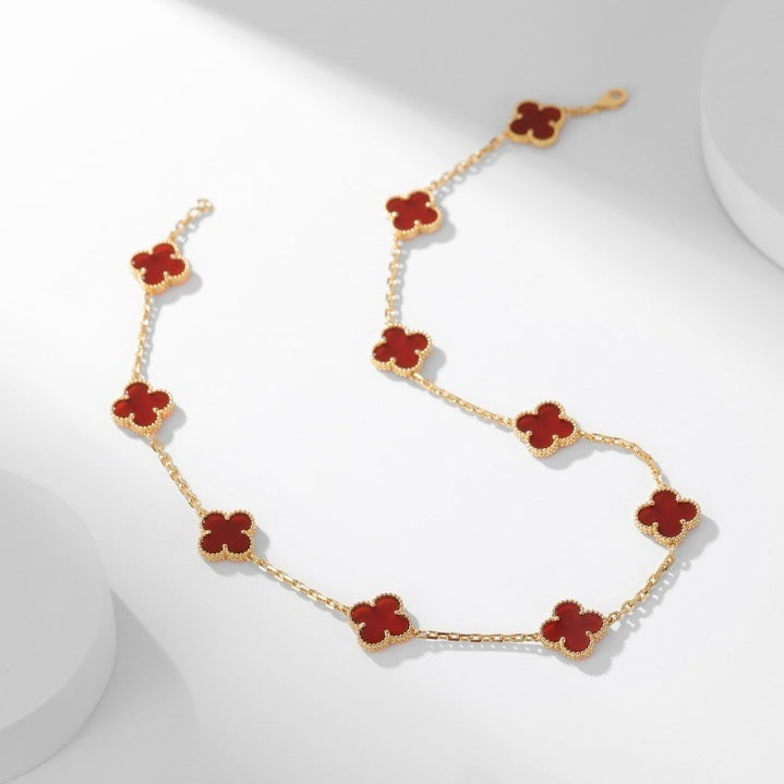 [sparkle Jewelry ]CLOVER 10 MOTIFS CARNELIAN NECKLACE