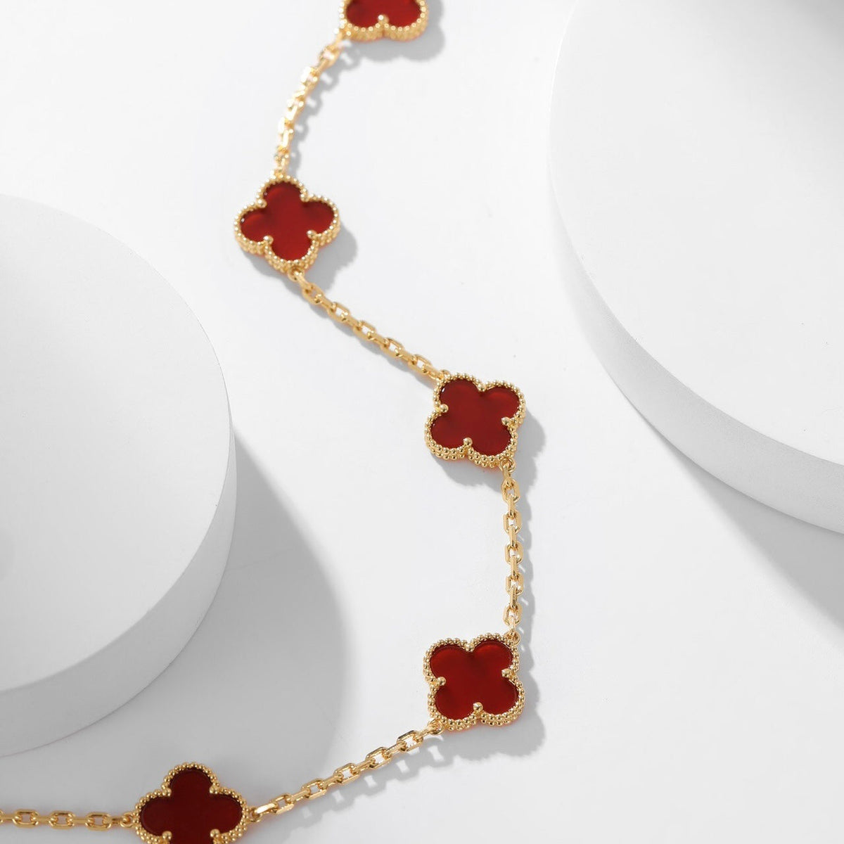 [sparkle Jewelry ]CLOVER 10 MOTIFS CARNELIAN NECKLACE