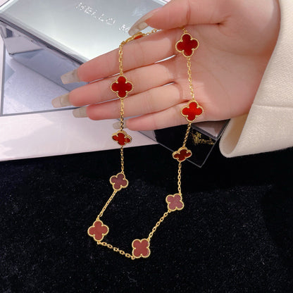 [sparkle Jewelry ]CLOVER 10 MOTIFS CARNELIAN NECKLACE