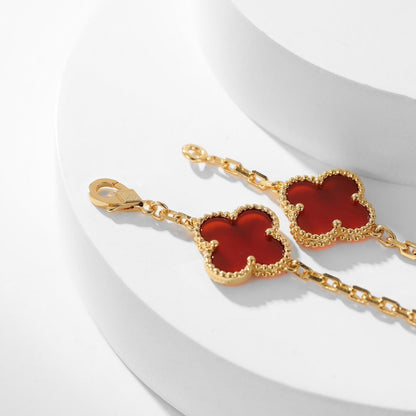 [sparkle Jewelry ]CLOVER 10 MOTIFS CARNELIAN NECKLACE