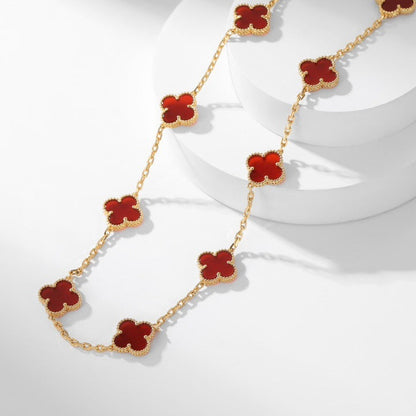 [sparkle Jewelry ]CLOVER 10 MOTIFS CARNELIAN NECKLACE