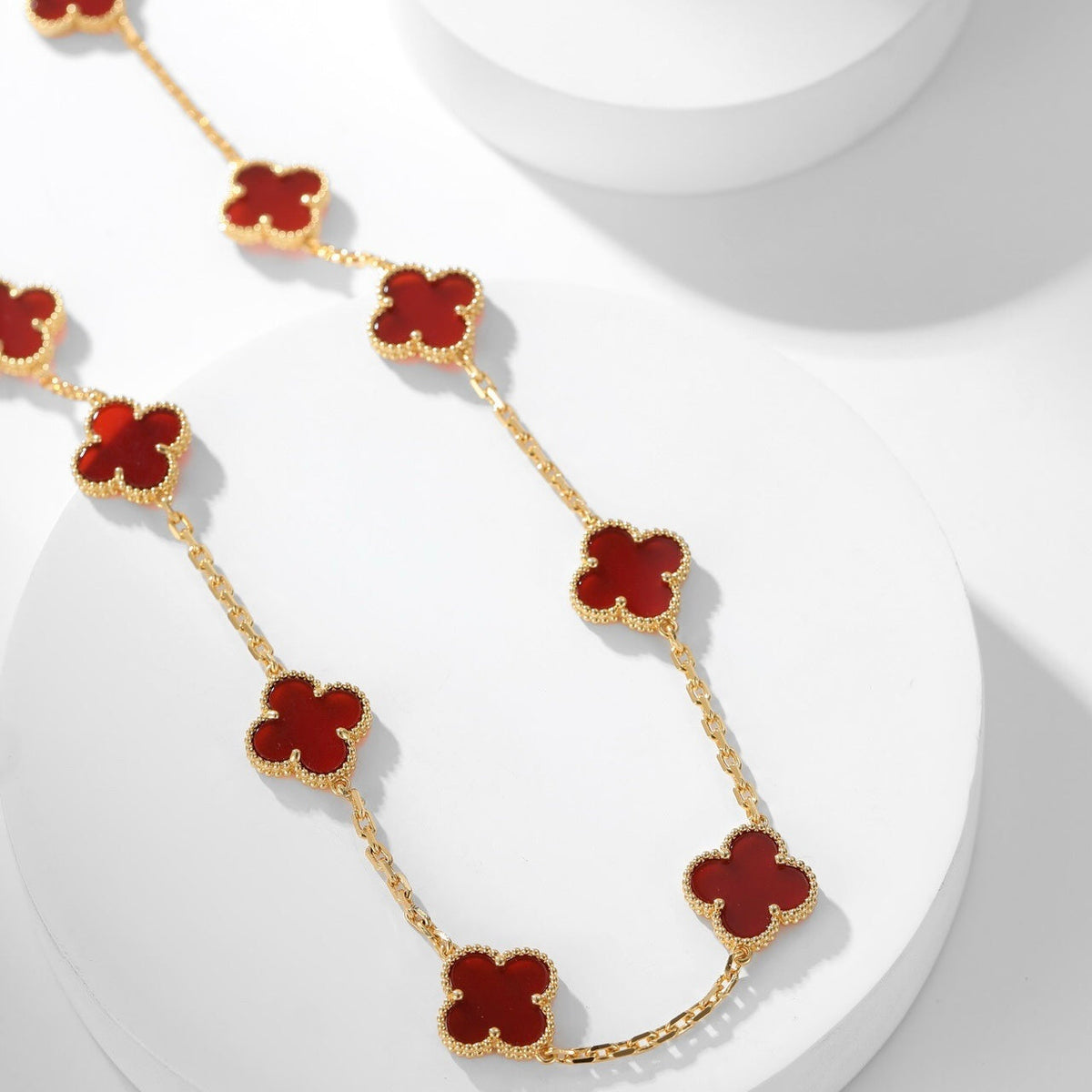 [sparkle Jewelry ]CLOVER 10 MOTIFS CARNELIAN NECKLACE