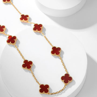 [sparkle Jewelry ]CLOVER 10 MOTIFS CARNELIAN NECKLACE