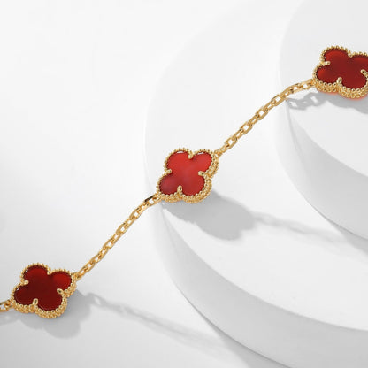 [sparkle Jewelry ]CLOVER 10 MOTIFS CARNELIAN NECKLACE
