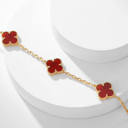 [sparkle Jewelry ]CLOVER 10 MOTIFS CARNELIAN NECKLACE