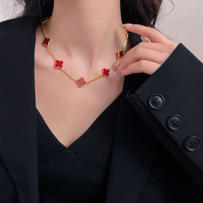 [sparkle Jewelry ]CLOVER 10 MOTIFS CARNELIAN NECKLACE