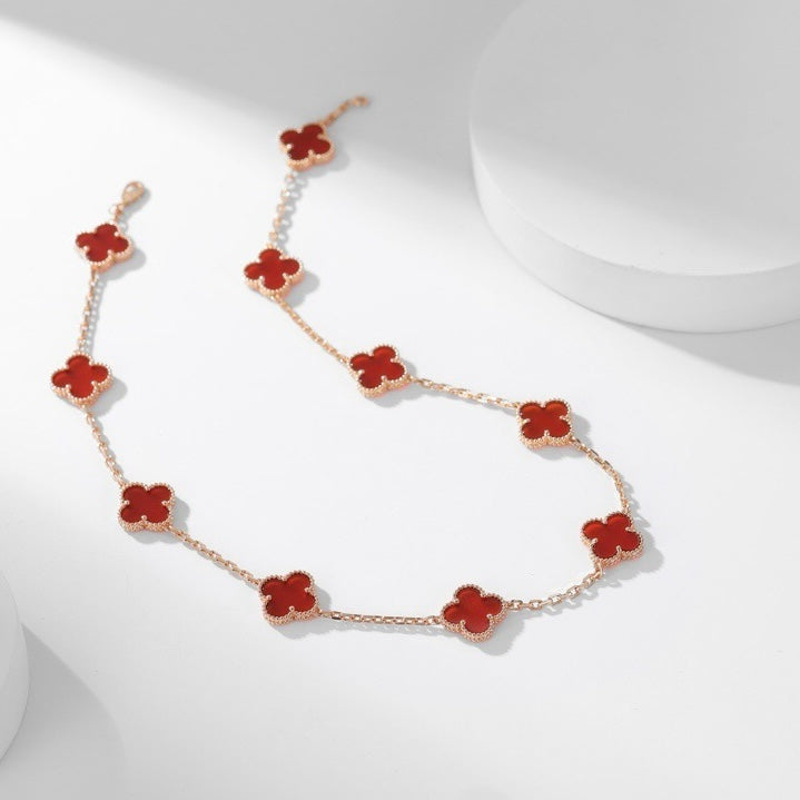 [sparkle Jewelry ]CLOVER 10 MOTIFS CARNELIAN NECKLACE