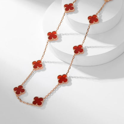 [sparkle Jewelry ]CLOVER 10 MOTIFS CARNELIAN NECKLACE