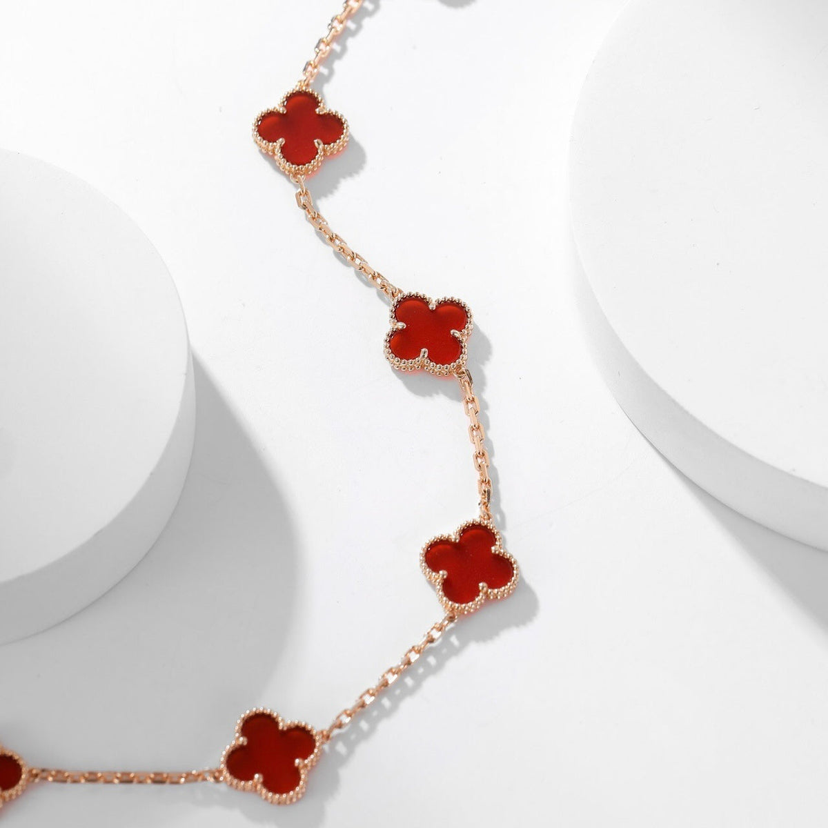 [sparkle Jewelry ]CLOVER 10 MOTIFS CARNELIAN NECKLACE