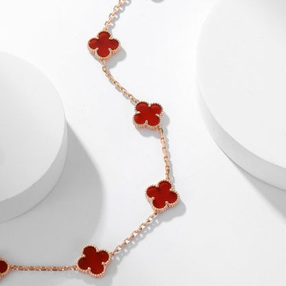 [sparkle Jewelry ]CLOVER 10 MOTIFS CARNELIAN NECKLACE
