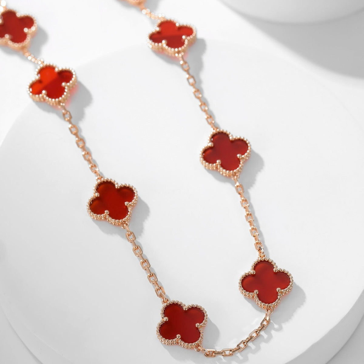 [sparkle Jewelry ]CLOVER 10 MOTIFS CARNELIAN NECKLACE