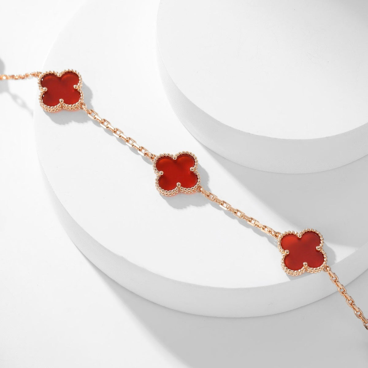 [sparkle Jewelry ]CLOVER 10 MOTIFS CARNELIAN NECKLACE