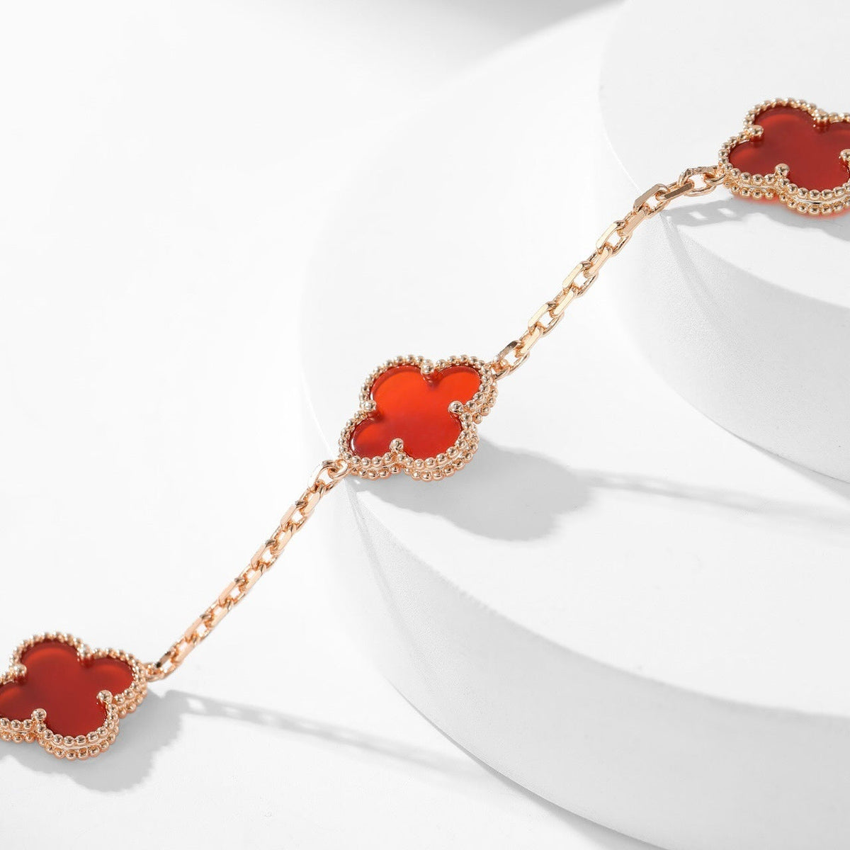 [sparkle Jewelry ]CLOVER 10 MOTIFS CARNELIAN NECKLACE