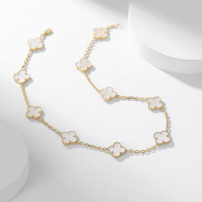 [sparkle Jewelry ]CLOVER 10 MOTIFS WHITE MOTHER OF PEARL NECKLACE