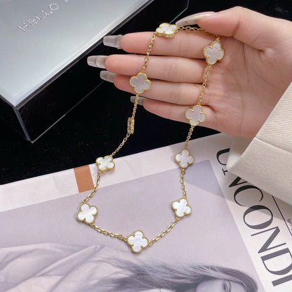 [sparkle Jewelry ]CLOVER 10 MOTIFS WHITE MOTHER OF PEARL NECKLACE
