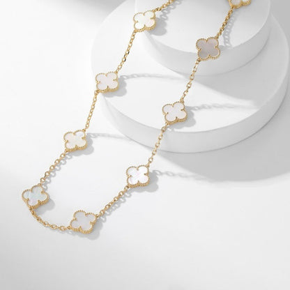 [sparkle Jewelry ]CLOVER 10 MOTIFS WHITE MOTHER OF PEARL NECKLACE