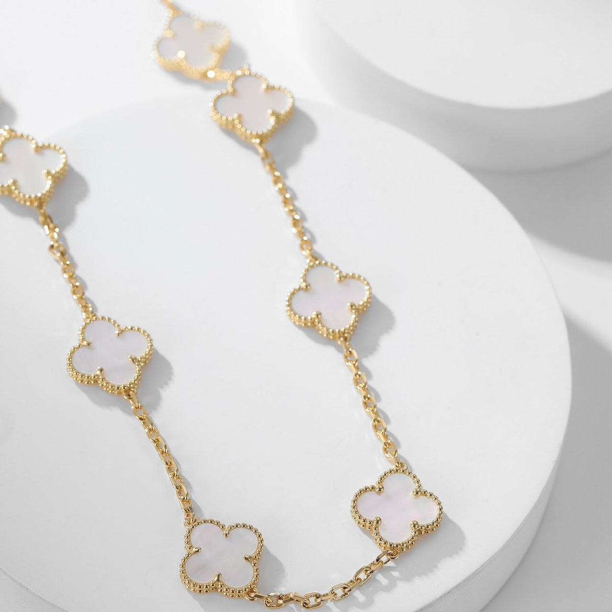 [sparkle Jewelry ]CLOVER 10 MOTIFS WHITE MOTHER OF PEARL NECKLACE