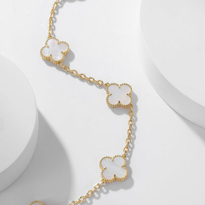 [sparkle Jewelry ]CLOVER 10 MOTIFS WHITE MOTHER OF PEARL NECKLACE