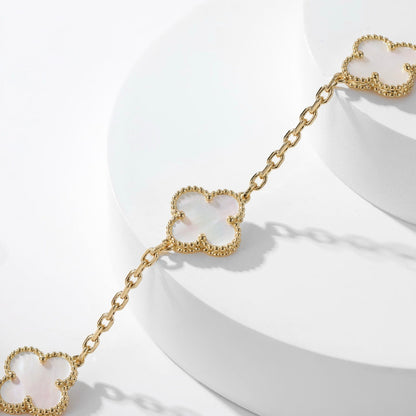 [sparkle Jewelry ]CLOVER 10 MOTIFS WHITE MOTHER OF PEARL NECKLACE