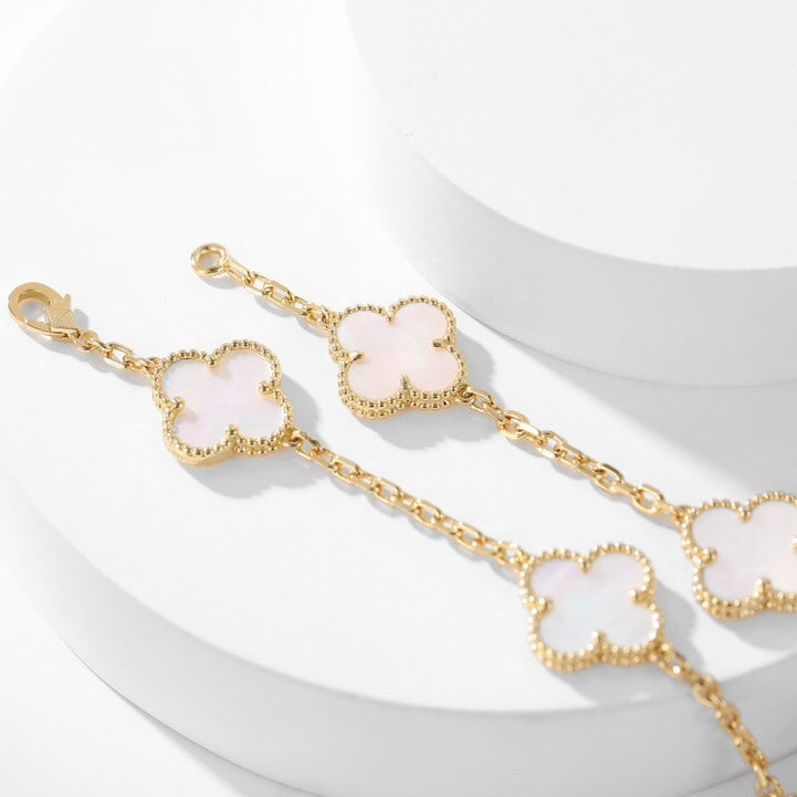[sparkle Jewelry ]CLOVER 10 MOTIFS WHITE MOTHER OF PEARL NECKLACE
