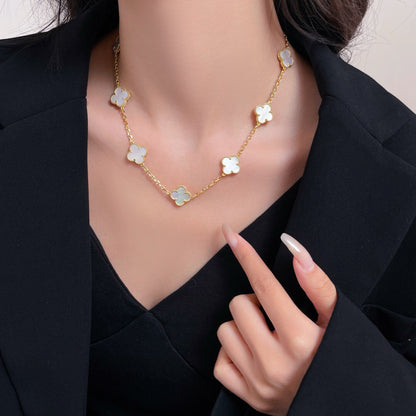 [sparkle Jewelry ]CLOVER 10 MOTIFS WHITE MOTHER OF PEARL NECKLACE