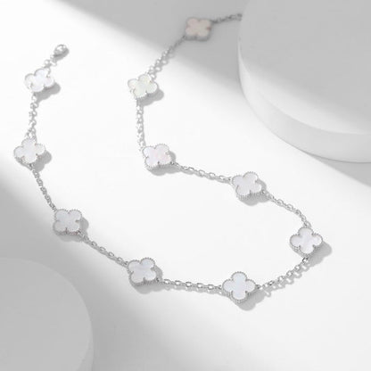 [sparkle Jewelry ]CLOVER 10 MOTIFS WHITE MOTHER OF PEARL NECKLACE
