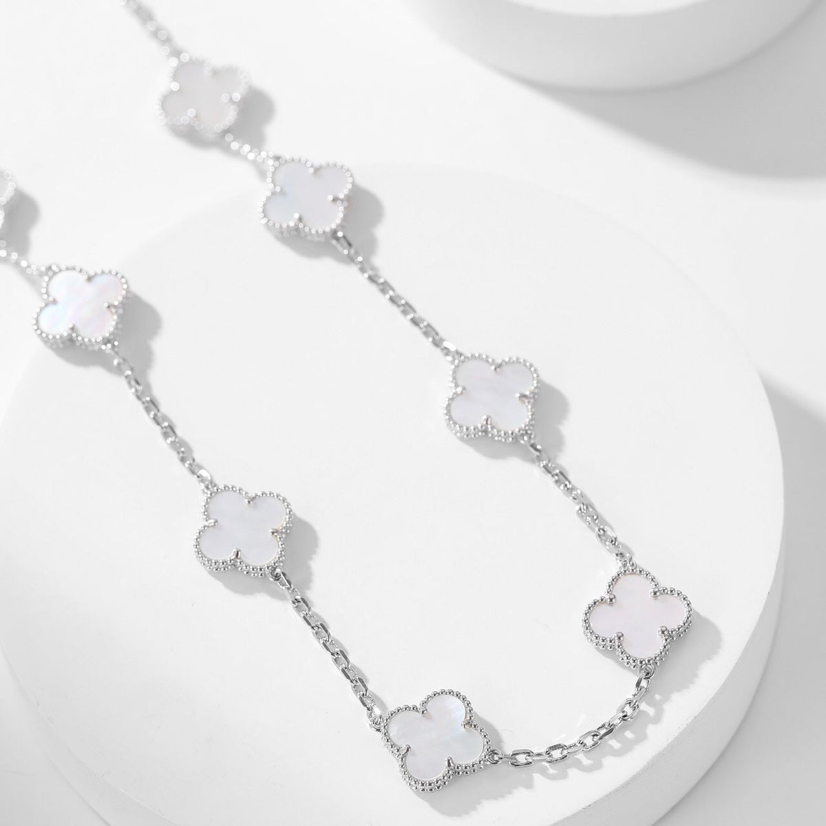 [sparkle Jewelry ]CLOVER 10 MOTIFS WHITE MOTHER OF PEARL NECKLACE