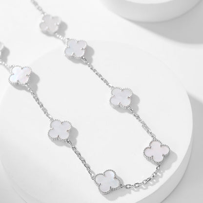 [sparkle Jewelry ]CLOVER 10 MOTIFS WHITE MOTHER OF PEARL NECKLACE