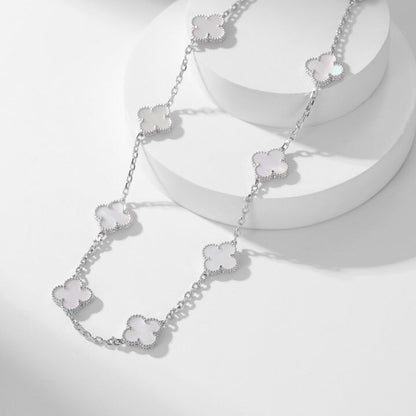 [sparkle Jewelry ]CLOVER 10 MOTIFS WHITE MOTHER OF PEARL NECKLACE