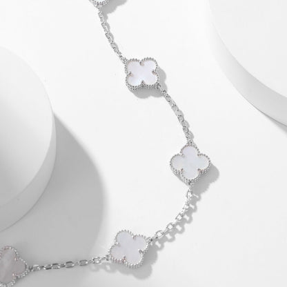 [sparkle Jewelry ]CLOVER 10 MOTIFS WHITE MOTHER OF PEARL NECKLACE