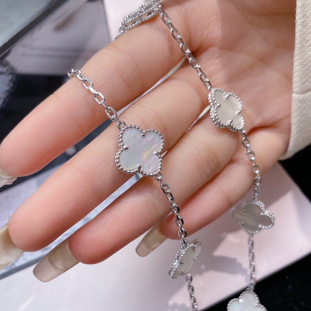 [sparkle Jewelry ]CLOVER 10 MOTIFS WHITE MOTHER OF PEARL NECKLACE