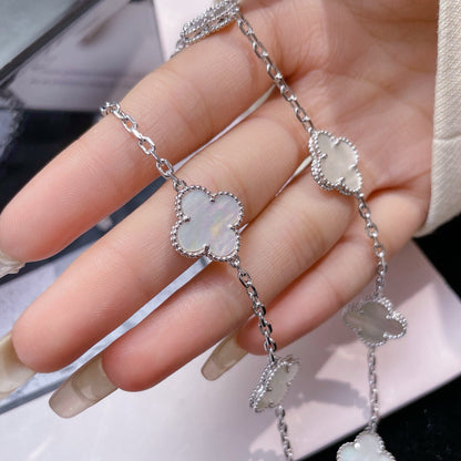 [sparkle Jewelry ]CLOVER 10 MOTIFS WHITE MOTHER OF PEARL NECKLACE
