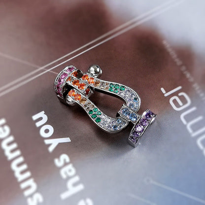 [Sparkle]FORCE GROSSES HUFEISEN FARBIGES DIAMANTENARMBAND - WEISSGOLD