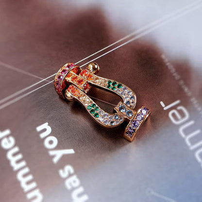 [Sparkle]FORCE GROSSES HUFEISEN FARBIGES DIAMANTENARMBAND - WEISSGOLD
